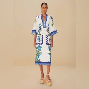 green monstera embroidery midi dress Green Monstera Embroidery Midi Dress